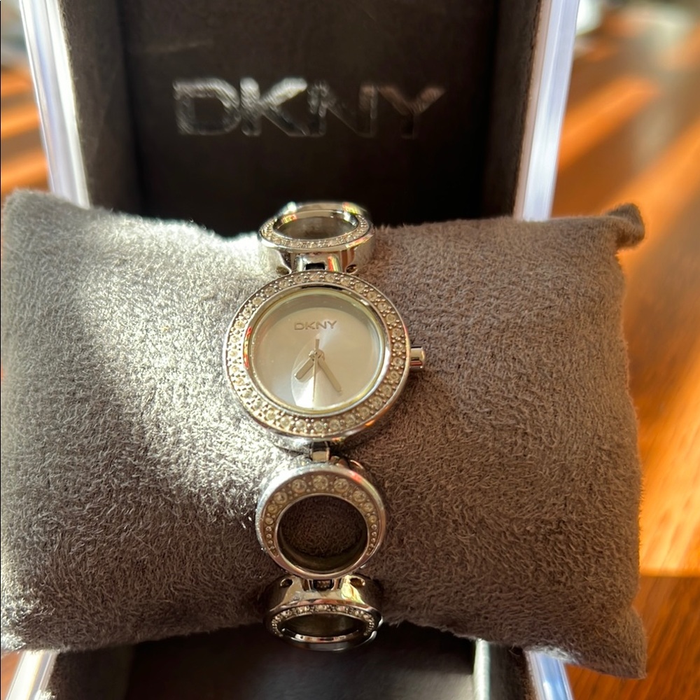 DKNY Silver Watch with Crystal Accents
